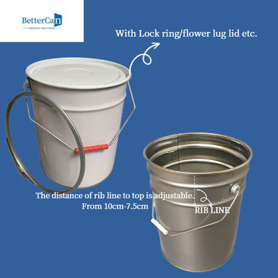 20L blanco Pail Bucket, tambor de acero apilable de 20 litros con la manija de acero