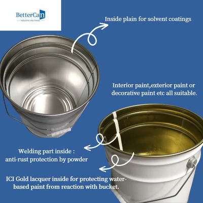 20L blanco Pail Bucket, tambor de acero apilable de 20 litros con la manija de acero