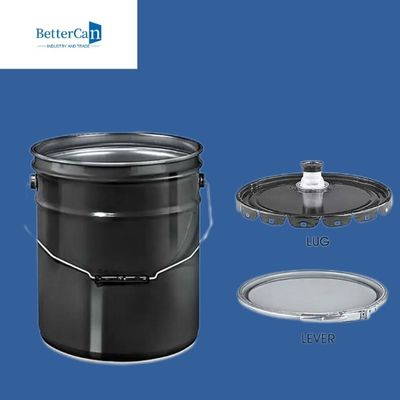 Aceite químico cubos del metal de 5 galones, cubo del negro de 20 litros con la manija