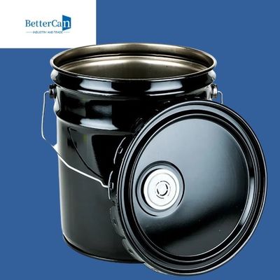 cubo de la pintura del metal de 0.32mm-0.43m m    cubo del negro 20l con la tapa