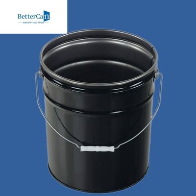 cubo de la pintura del metal de 0.32mm-0.43m m    cubo del negro 20l con la tapa