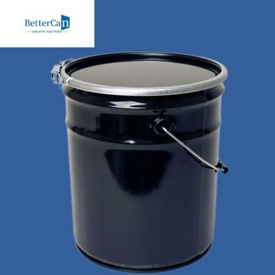 Aceite químico cubos del metal de 5 galones, cubo del negro de 20 litros con la manija