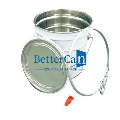 Cubo blanco de la pintura 5L metal Tin Pail With Lock Ring de 5 galones