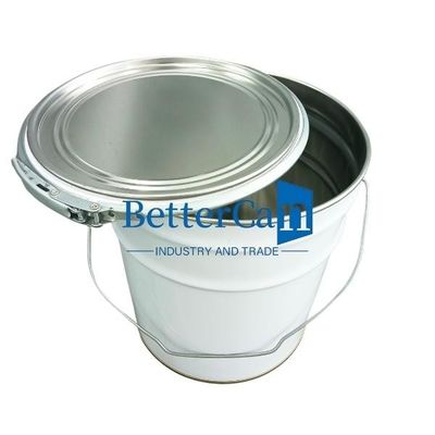 Cubo blanco de la pintura 5L metal Tin Pail With Lock Ring de 5 galones