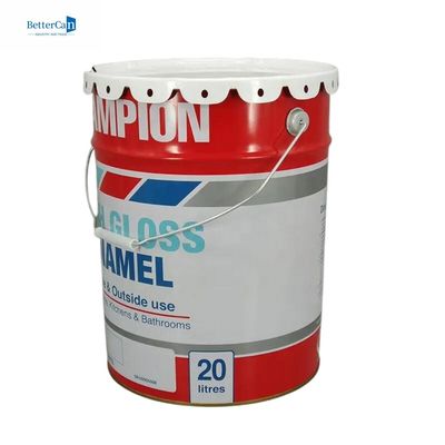 Cubo de pintura de metal blanco de 20L 5 galones Cubo de lata de metal con cerradura de anillo y junta de goma