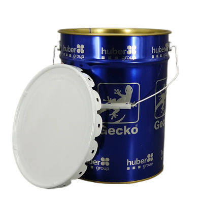 Cubo de pintura de metal blanco de 20 litros, cubo de lata de 5 galones con anillo de cerradura y junta de goma.