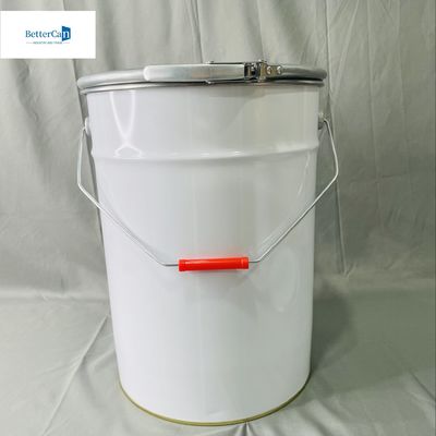 Cubo de lata de 5 galones con anillo de cerradura Impresión recubierta de blanco CMYK 20 litros paquete OEM