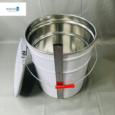 Cubo de lata de 5 galones con anillo de cerradura Impresión recubierta de blanco CMYK 20 litros paquete OEM